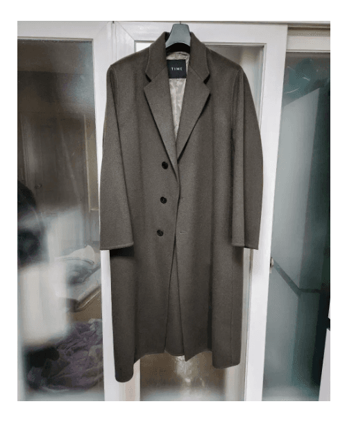 타임옴므 22FW 캐시미어 블렌드 싱글 핸드메이드 코트 토프그레이 100